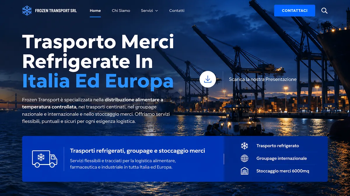Homepage del progetto Frozen Transport