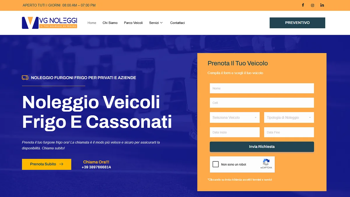 Homepage del progetto VG Noleggi